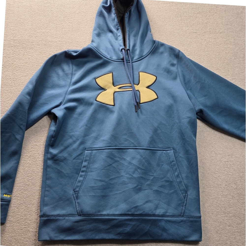 Under Armour Storm1 Mens Large Blue Logo Pullover Hoodie Sweatshirt Athletic
